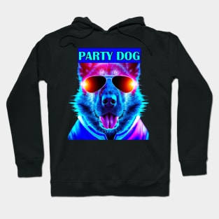 Party Dog Synthwave Retro Hoodie